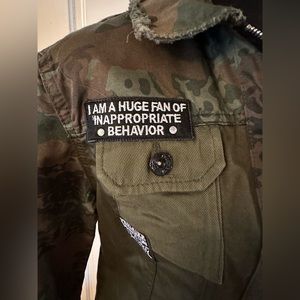 Nice Istanbul Camo Jacket w/ Appliqué size 42/XL Bomber or Jean jacket Military